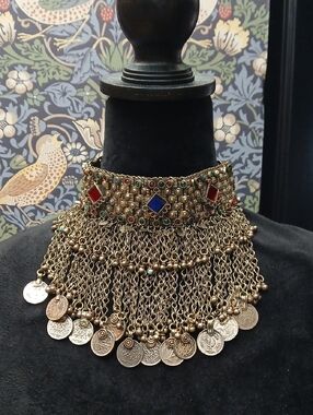 🔔 Tribal Kuchi Bellydance Choker Coins Bells Statement Gypsy
